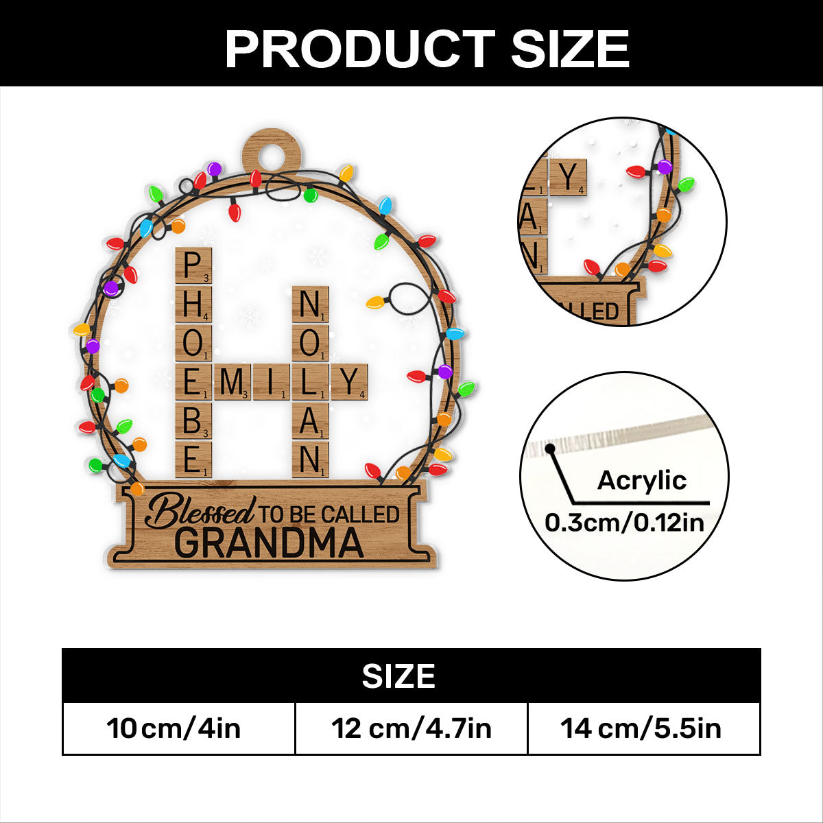 Blessed To Be Called Grandma | Personalized 1-Side Acrylic Ornament