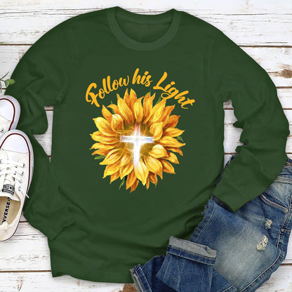 Jesuspirit | Best Gifts For Christian Friends | Sunflower & Cross | Follow His Light | Unisex Long Sleeve 2DLSH763