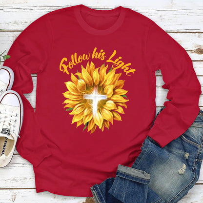 Jesuspirit | Best Gifts For Christian Friends | Sunflower & Cross | Follow His Light | Unisex Long Sleeve 2DLSH763