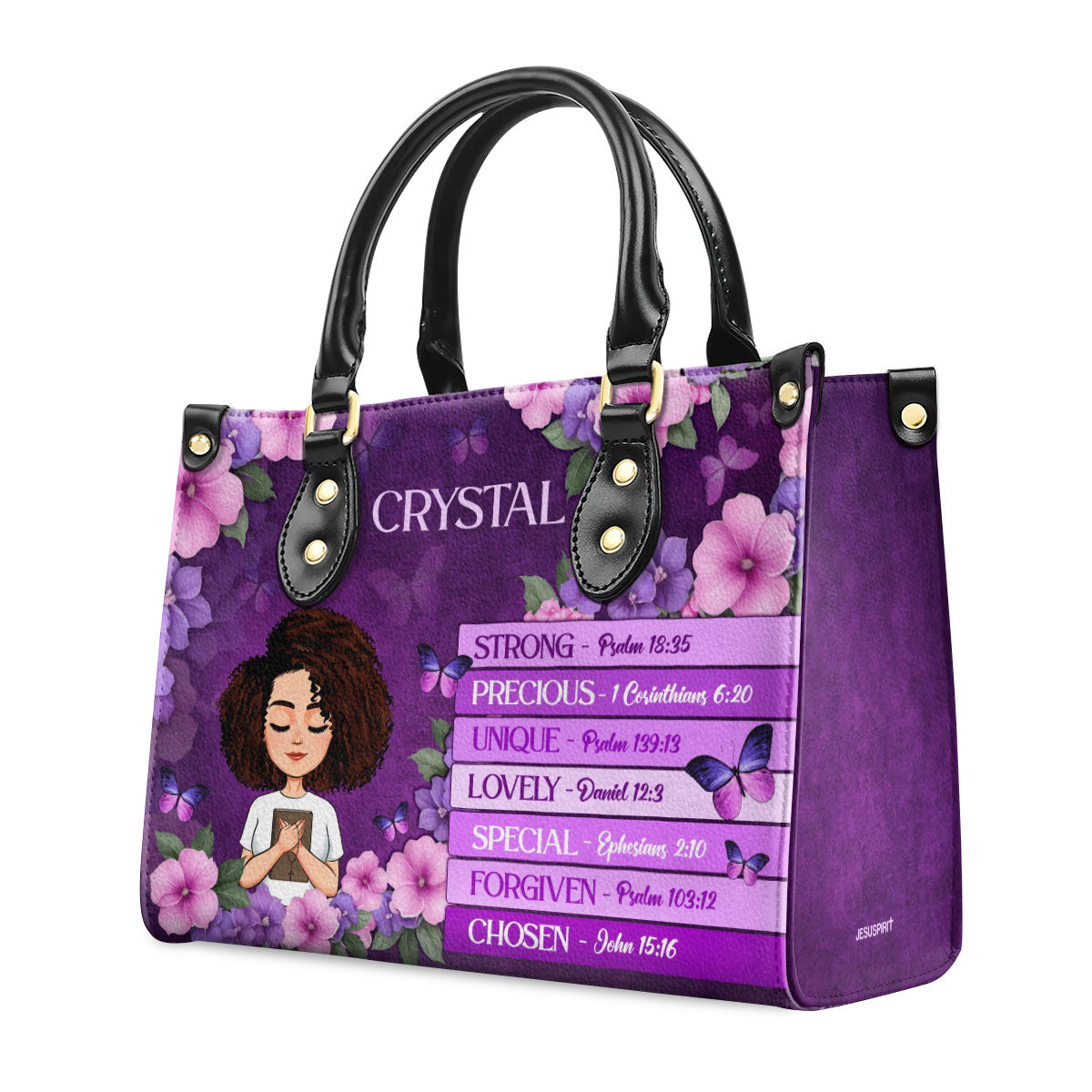 God Says I Am | Personalized Leather Handbag JSLHBPH1418L