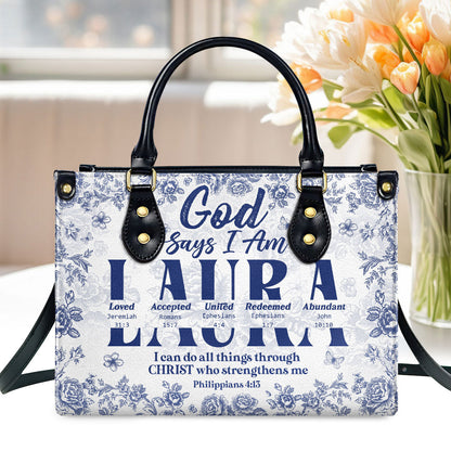 God Says I Am  | Personalized Leather Handbag
