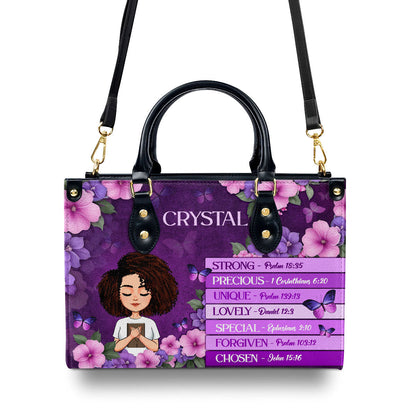 God Says I Am | Personalized Leather Handbag JSLHBPH1418L