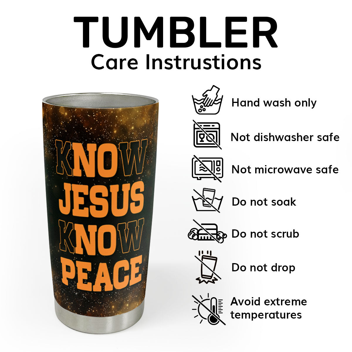 Know Jesus Know Peace | Personalized Stainless Steel Tumbler JSSSTPH1442TA