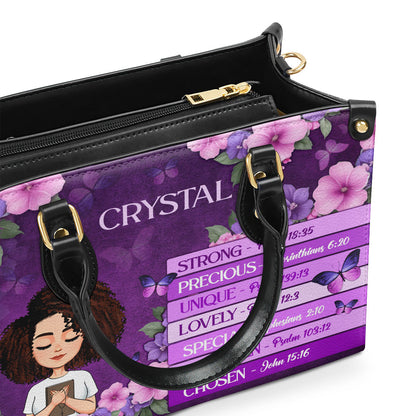 God Says I Am | Personalized Leather Handbag JSLHBPH1418L