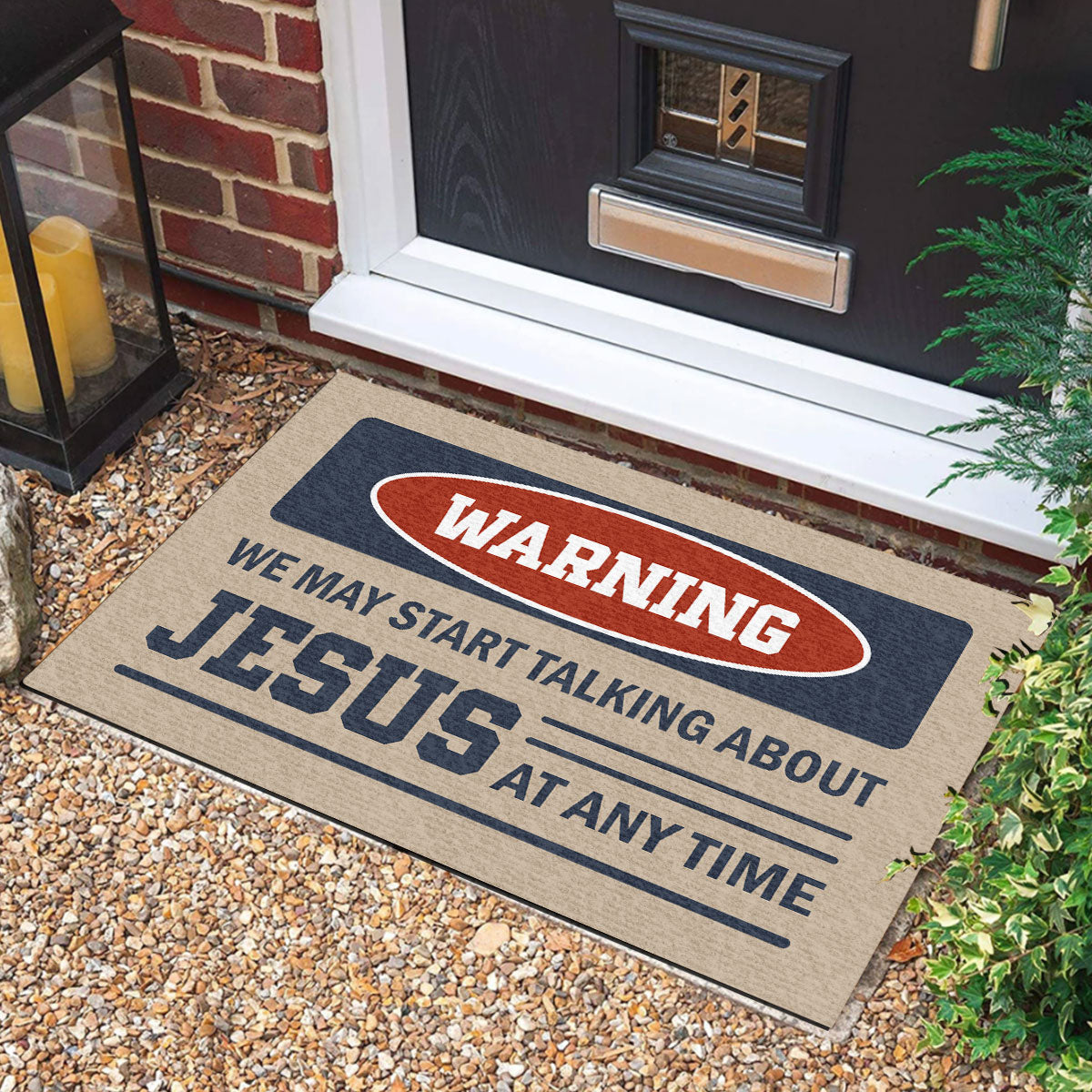 Warning We May Start Talking About Jesus At Any Time | Doormat JSDMPT1408D