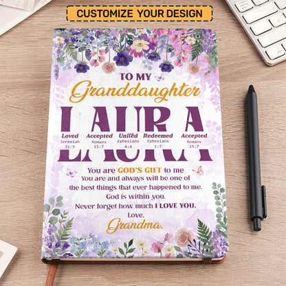 To My Granddaughter You Are God's Gift To Me | Personalized Leather Cover Notebook