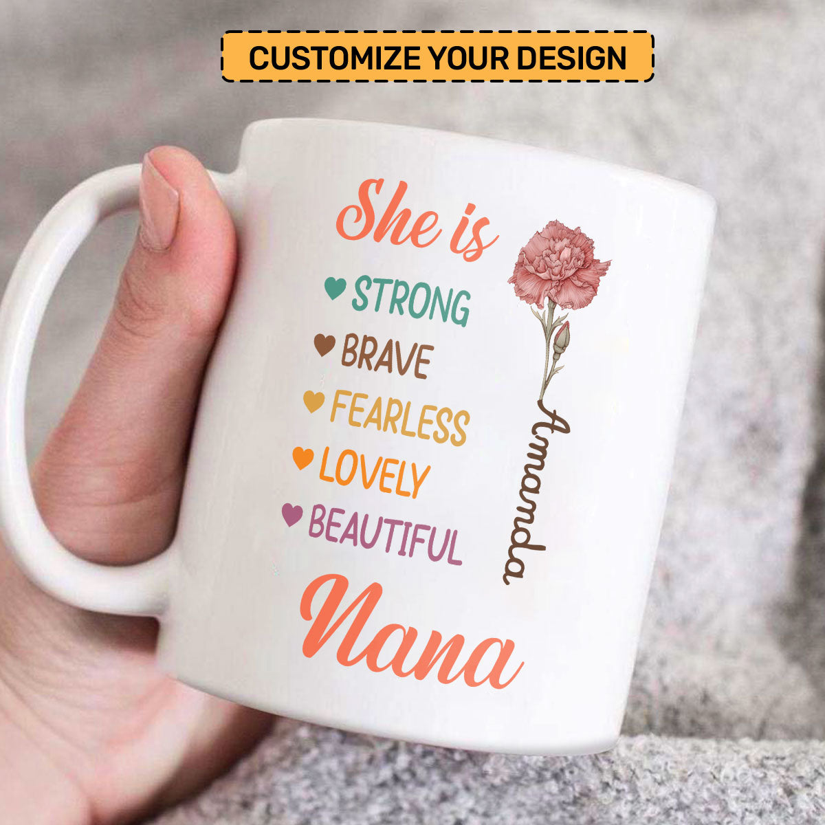 She Is | Personalized White Ceramic Mug