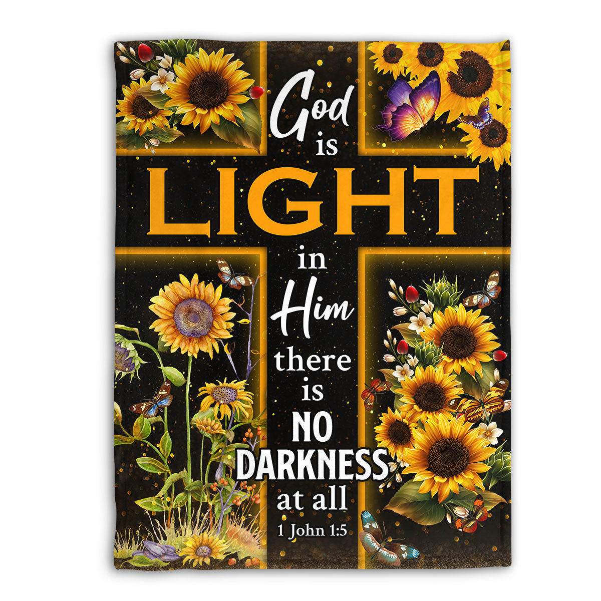 God Is Light In Him - Lovely Cross And Sunflower Fleece Blanket AA189