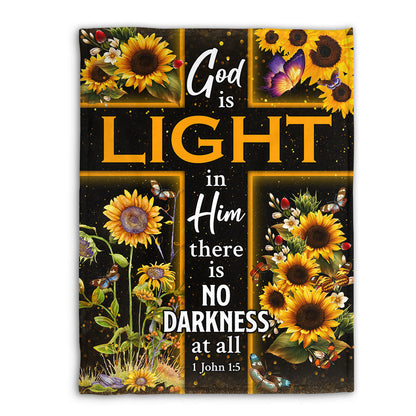 God Is Light In Him - Lovely Cross And Sunflower Fleece Blanket AA189