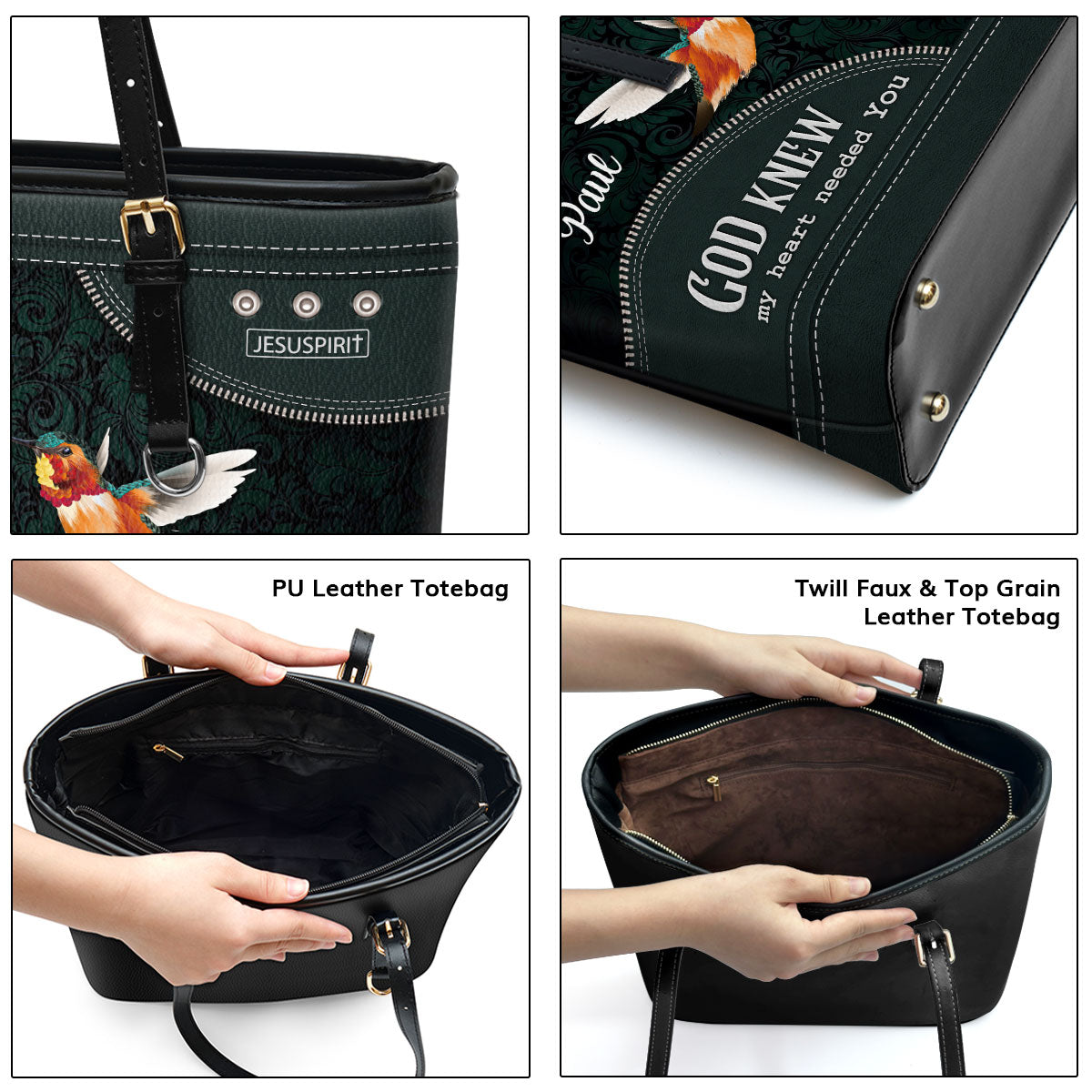 God Knew My Heart Needed You - Lovely Personalized Large Leather Tote Bag AHN238