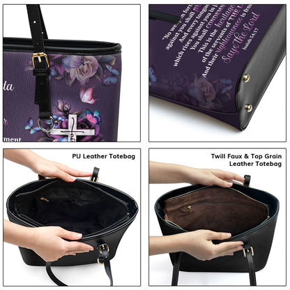 No Weapon Formed Against You Shall Prosper - Special Personalized Large Leather Tote Bag HH175E