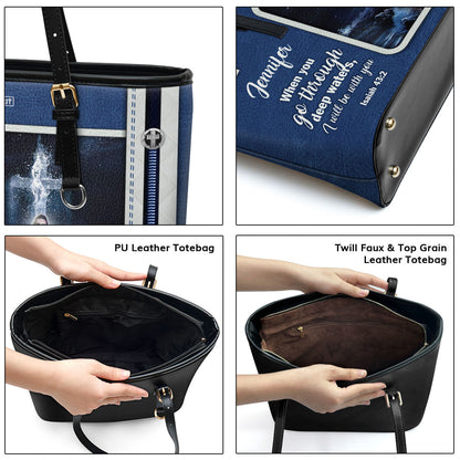 I Will Be With You - Unique Personalized Large Leather Tote Bag HIHN302