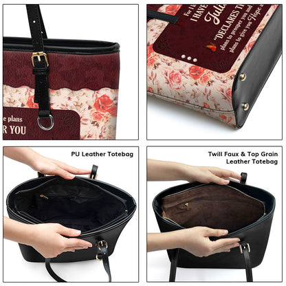 Jeremiah 29:11 | Spiritual Gifts Scripture Of Faith | Personalized Large Leather Tote Bag