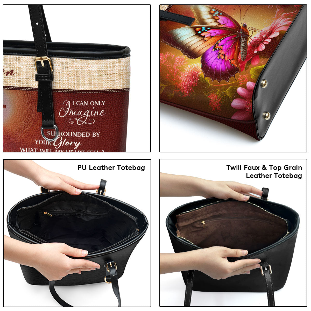 Inspirational Gift For Women Of God | Personalized Large Leather Tote Bag