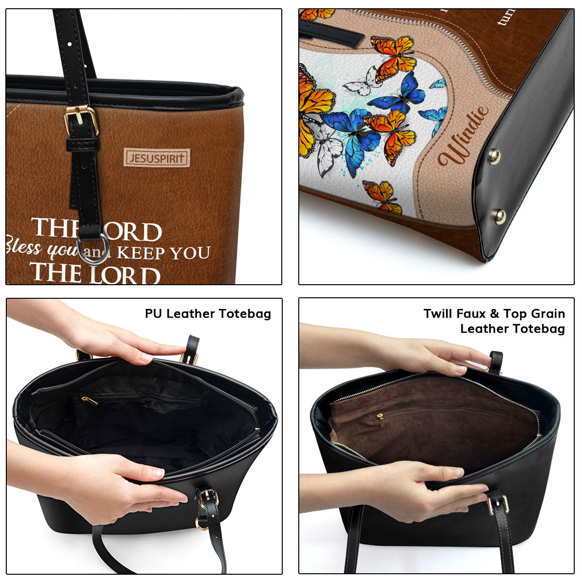 The Lord Bless You And Keep You - Special Personalized Large Leather Tote Bag NUH324