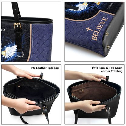 Beautiful Personalized Large Leather Tote Bag - I Believe I Will See The Glory Of God NUH446