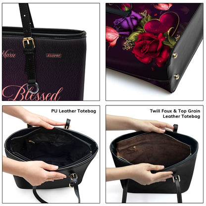 Blessed Are The Pure In Heart For They Shall See God - Beautiful Personalized Large Leather Tote Bag NUH472