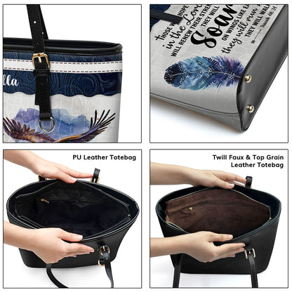 They Will Soar On Wings Like Eagles - Personalized Large Leather Tote Bag NUHN310