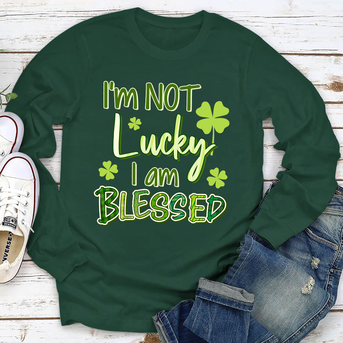 Simple Christian Unisex Long Sleeve - I‘m Not Lucky I Am Blessed NUHN375