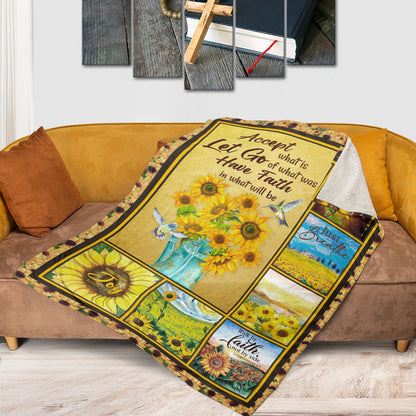 Gorgeous Sunflower Fleece Blanket - Have Faith In What Will Be AHN186
