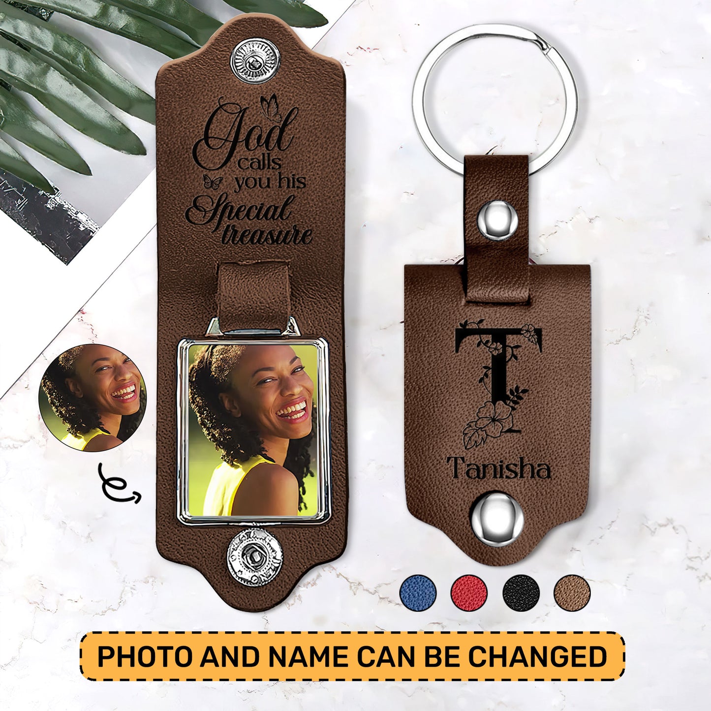 Jesuspirit Personalized Leather Photo Keychain | Special Treasure LPKHN05