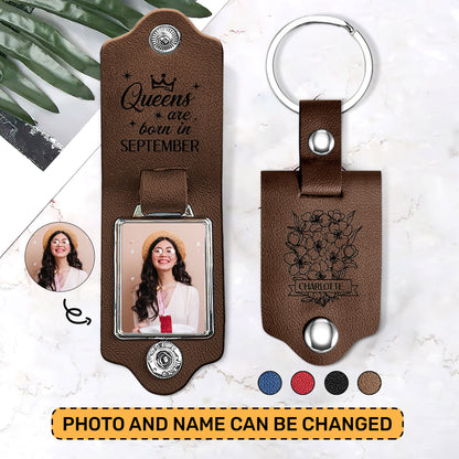 Jesuspirit Personalized Leather Photo Keychain | Queens Are Born  LPKHN08