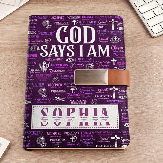 God Says I Am  | Personalized Leather Notebook & Pen Set