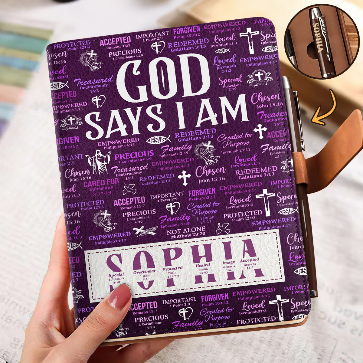 God Says I Am  | Personalized Leather Notebook & Pen Set