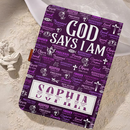 God Says I Am  | Personalized Leather Notebook & Pen Set