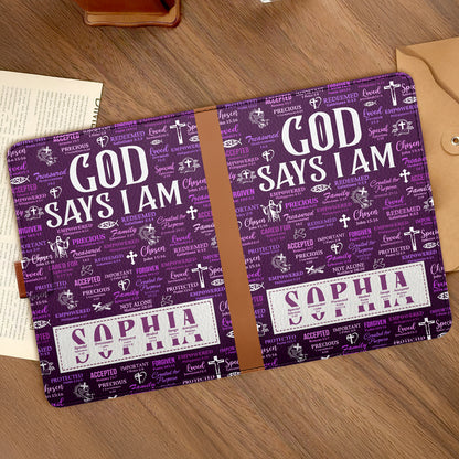 God Says I Am  | Personalized Leather Notebook & Pen Set