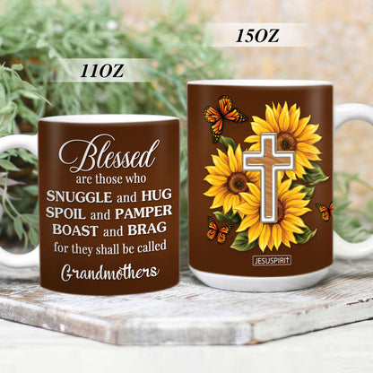 Blessed Are Those Who Snuggle And Hug - Beautiful Personalized Sunflower White Ceramic Mug NUH329