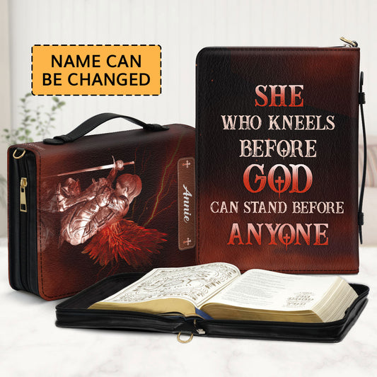 Who Kneels Before God Can Stand Before Anyone - Personalized Bible Cover NUM381A