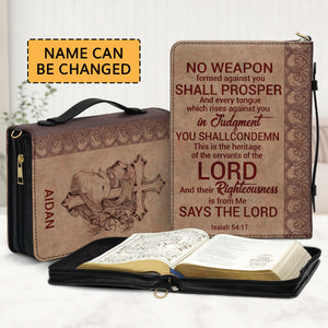 Unique Personalized Bible Cover - No Weapon Formed Against You Shall Prosper NUM394B