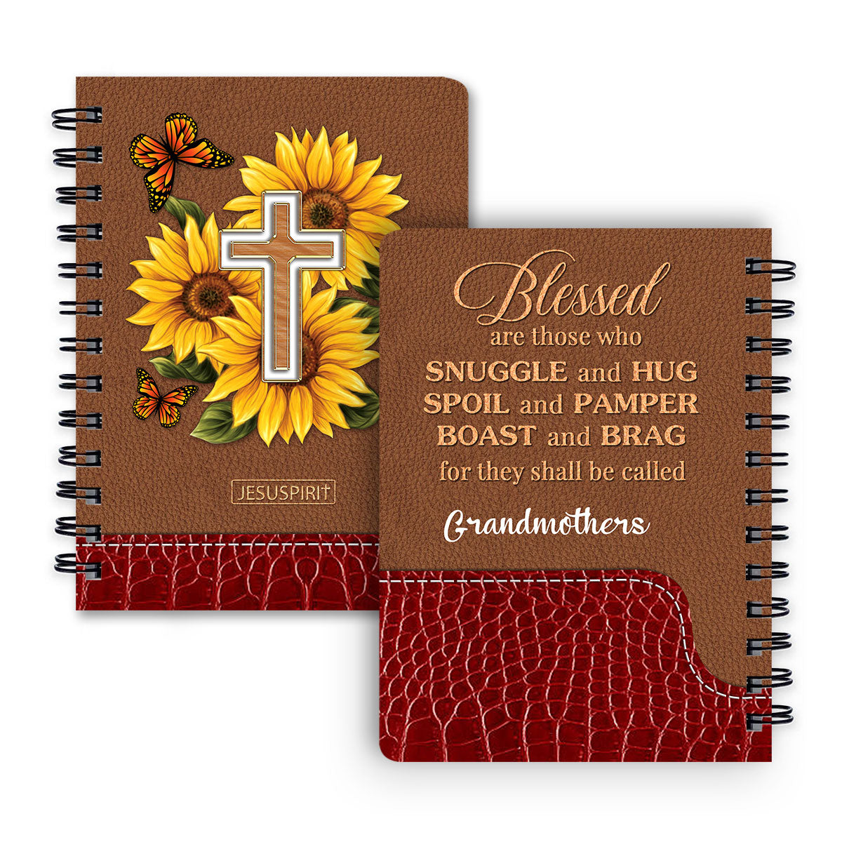 Gorgeous Personalized Sunflower Spiral Journal - Blessed Are Those Who Snuggle And Hug NUH329