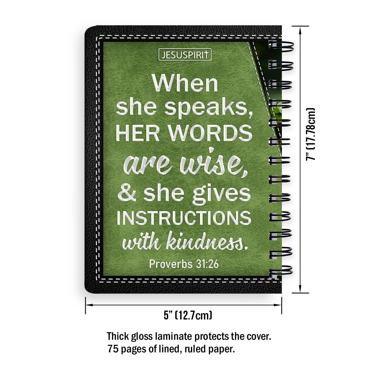 When She Speaks, Her Words Are Wise - Beautiful Personalized Spiral Journal NUHN316