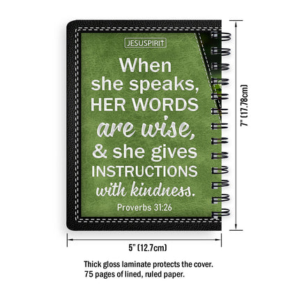 When She Speaks, Her Words Are Wise - Beautiful Personalized Spiral Journal NUHN316