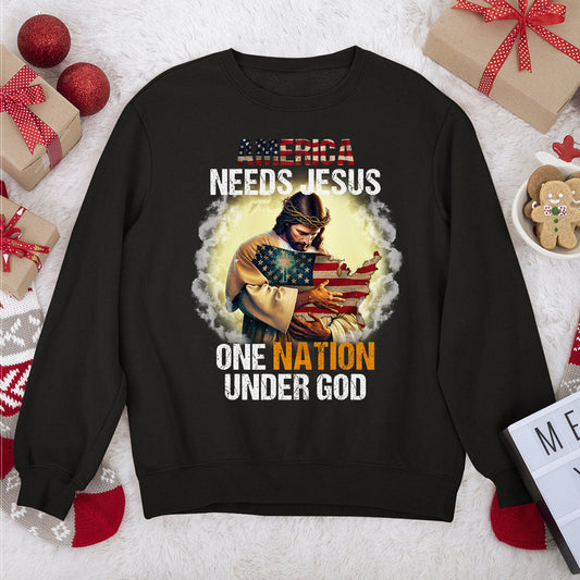 Awesome Christian Unisex Sweatshirt - One Nation Under God 2DUSNAHN1007B