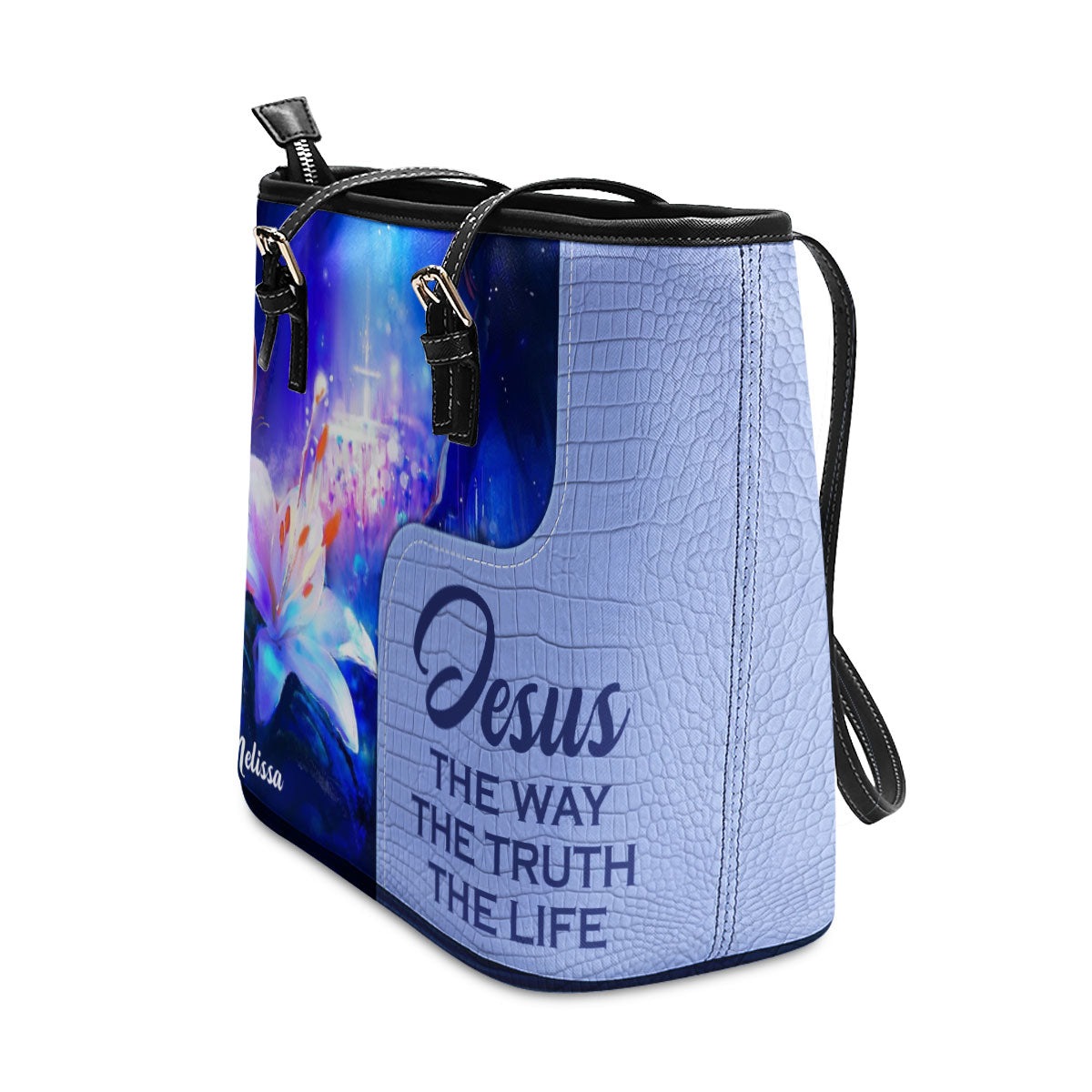 Jesus The Way The Truth The Life - Lovely Personalized Lily Large Leather Tote Bag H13