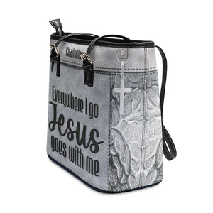 Everywhere I Go Jesus Goes With Me - Special Large Leather Tote Bag HHN367