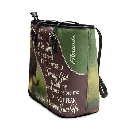 Personalized Large Leather Tote Bag - For My God Is With Me And Goes Before Me HIM317