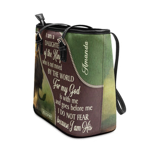 Personalized Large Leather Tote Bag - For My God Is With Me And Goes Before Me HIM317