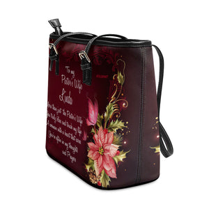 Jesuspirit | Flower And Butterfly | Special Gift For Pastor's Wife | Personalized Large Leather Tote Bag With Long Strap LLTBH715