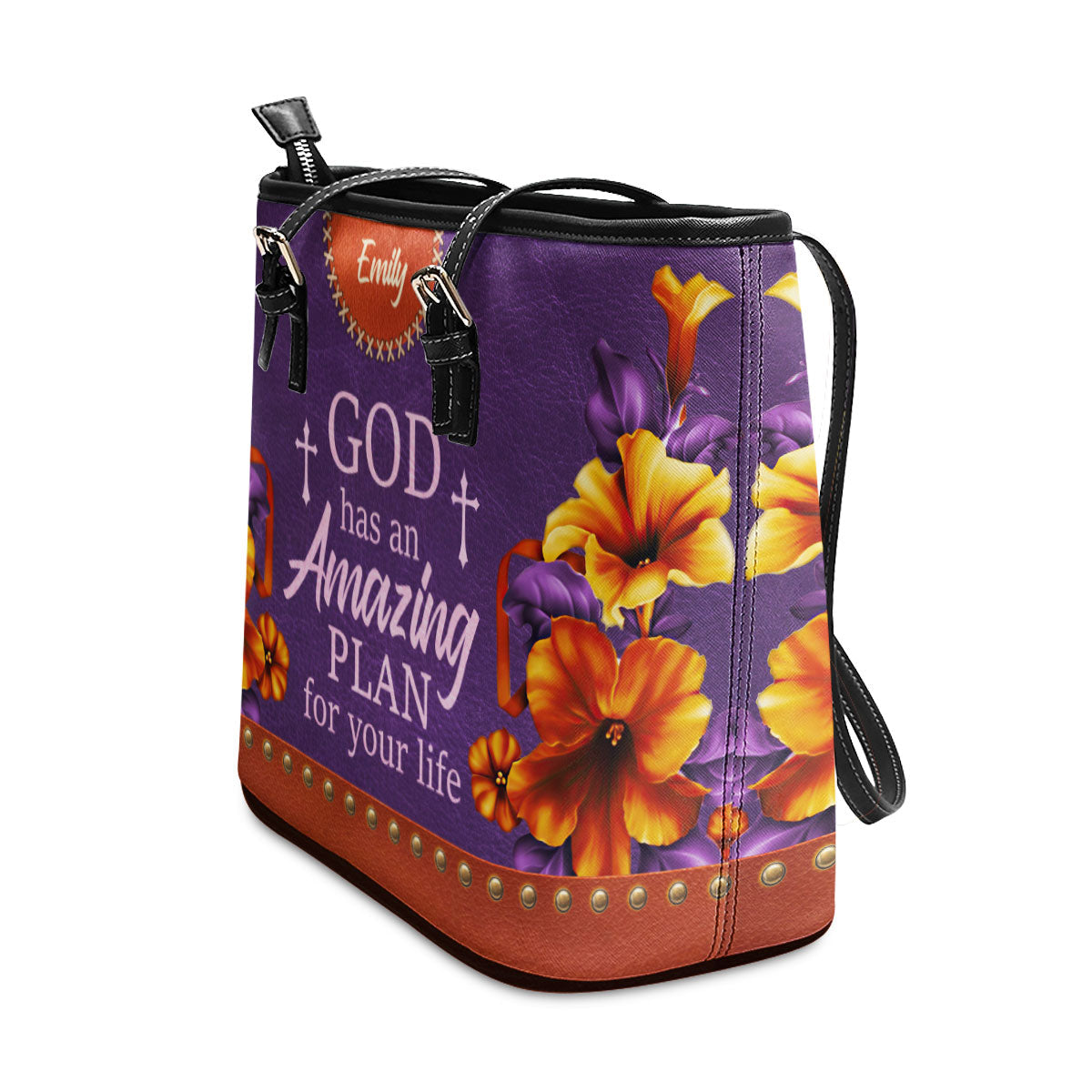 Jesuspirit | God Has An Amazing Plan For Your Life | Pretty Large Leather Tote Bag | Lily And Cross LLTBHN611
