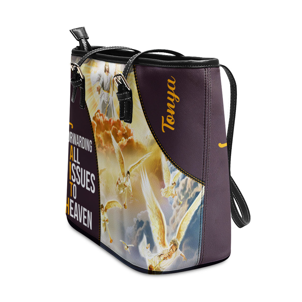 Jesuspirit | Unique Bag With Long Strap | Forwading All Issues To The Heaven | Personalized Large Leather Tote Bag M20
