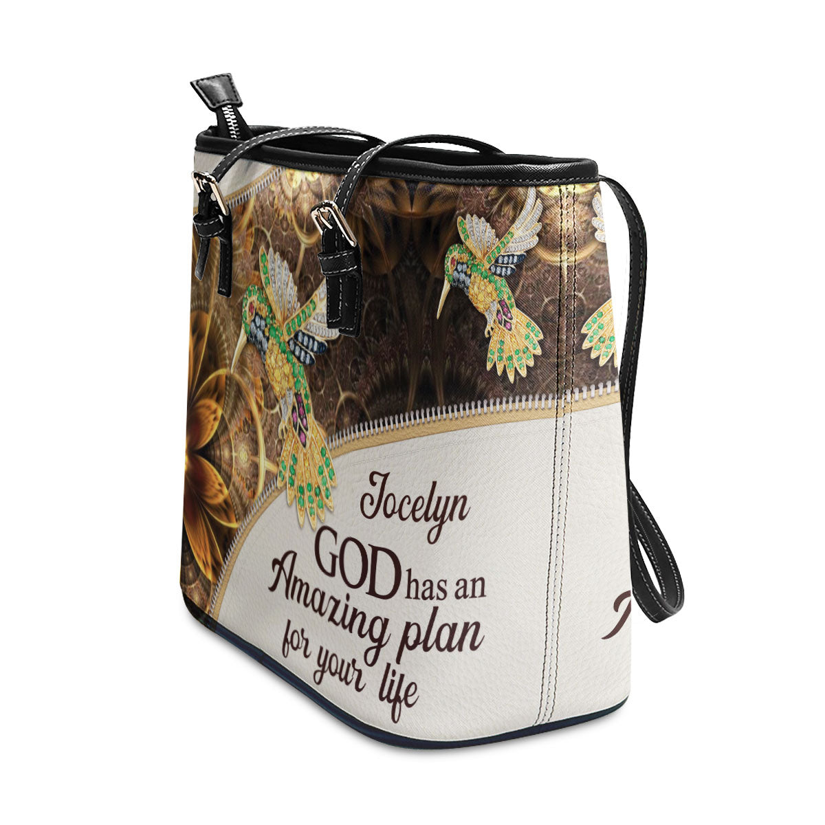 Beautiful Personalized Large Leather Tote Bag - God Has An Amazing Plan For Your Life NUH276