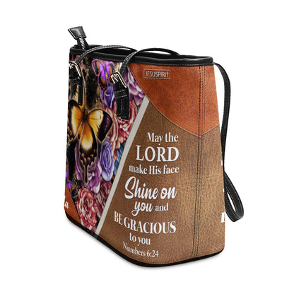 Adorable Personalized Large Leather Tote Bag - May The Lord Make His Face Shine On You NUH317