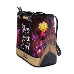 Unique Personalized Large Leather Tote Bag - Bless The Lord O My Soul NUH335
