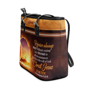 Give Thanks In All Circumstances - Personalized Large Leather Tote Bag NUH453