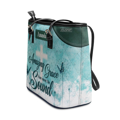 Amazing Grace - Adorable Personalized Large Leather Tote Bag NUHN350