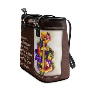 In Your Words, I?ve Heard His Wisdom - Sweet Personalized Large Leather Tote Bag NUHN370